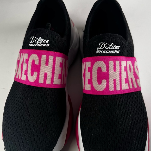 Skechers Women's Black and Pink D'Lites Sneakers - Picture 7 of 11